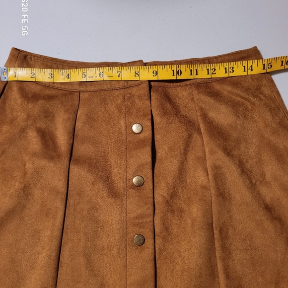 Primark Women's Faux Suede Button-Up A line Mini Skirt Copper Size 6 - Picture 5 of 8